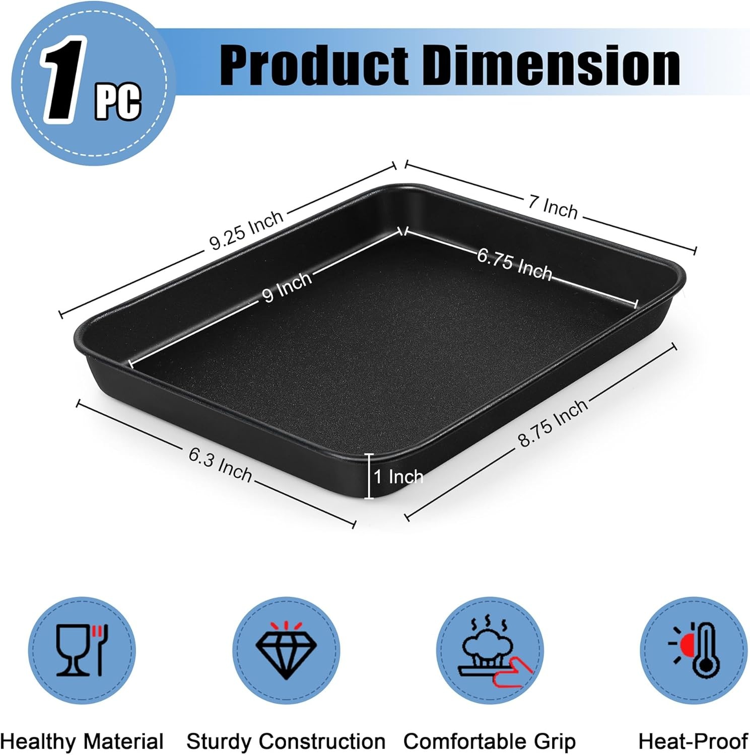 image:imageTeamFar Toaster Oven Pans 925 x 7 x 1 Inch Carbon Steel Non Stick Coated Mini Toaster Oven Tray for Baking Roasting NonToxic amp Heavy Duty Roll Edge amp Easy Clean 2 PCS1