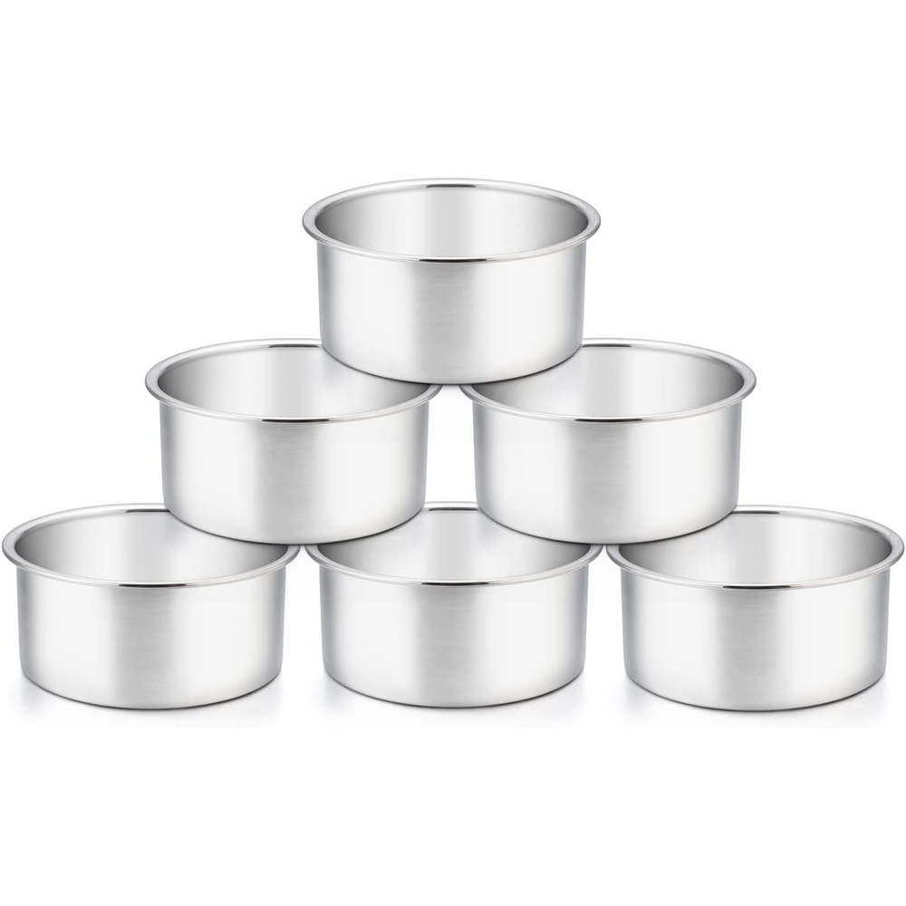 image:imageTeamFar 4 Inch Cake Pan 6pcs Mini Round Baking Layer Cake Pan with NonStick Coating Stainless Steel Core for Birthday Party Wedding Healthy amp Heatproof Release Easily amp Easy CleanSilver