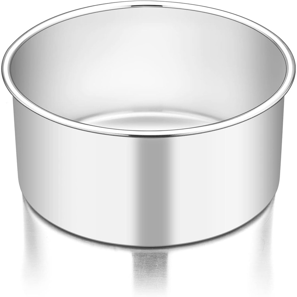 image:imageTeamFar Round Cake Pan 8 x 3 Stainless Steel Deep Baking Roasting Cake Pan for Birthday Party Wedding NonToxic amp Heavy Duty Deep amp Straight Wall Mirror Finish amp Dishwasher Safe1