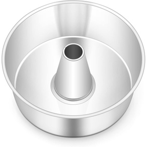 image:imageTeamFar 10inch Angel Food Cake Pan Stainless Steel Cake Pan with Tube Healthy amp Nontoxic Sturdy amp OnePiece Mirror Finish amp Dishwasher SafeSilver
