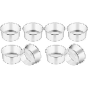 image:imageTeamFar 4 Inch Cake Pan Set of 4 Stainless Steel Mini Round Layer Cake Baking Pans Tins Set For Baking Steaming Serving Healthy amp Sturdy Mirror Finish amp Dishwasher Safe4inch Pack of 2
