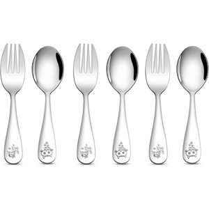 image:imageTeamFar 6 Pieces Toddler Utensils Stainless Steel Kids Silverware Small Toddler Forks and Spoons Children Safe Flatware Cutlery Set  3 Forks amp 3 Spoons Mirror Surface Dishwasher Safe6