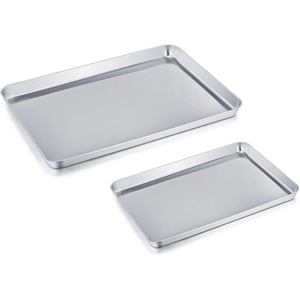 image:imageTeamFar Baking Sheet Cookie Sheet Set of 2 Pure Stainless Steel Baking Pan Tray Professional Non Toxic amp Healthy Mirror Finish amp Rust Free Easy Clean amp Dishwasher Safe