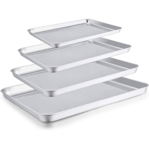 image:imageTeamFar Baking Sheet Set of 4 161251093 Inch Stainless Steel Baking Pan Tray Cookie Sheet Non Toxic amp Healthy Rust Free amp Easy Clean  Dishwasher Safe