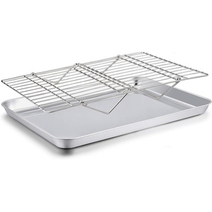 image:imageTeamFar Baking Sheet with Rack Set1 Pan amp 1 Tier Rack Cookie Sheet Baking Pan amp Cooling Baking Roasting Stackable Rack Stainless Steel for Cookie Bacon Meat Oven amp Dishwasher Safe Healthy