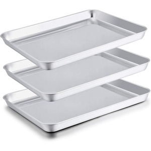 image:imageTeamFar Baking Sheets Set of 3 Stainless Steel Cookie Sheet Baking Tray Pan 16x12x1 inch Non Toxic amp Rust Free Easy Clean amp Dishwasher Safe