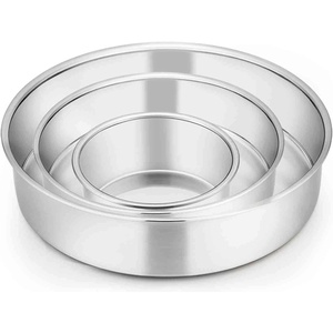 image:imageTeamFar Cake Pan Stainless Steel Round Cake Pan Baking Tier Cake Pans Set 8 amp 9 amp 11 Healthy amp Heavy Duty Mirror Finish amp Easy Clean Dishwasher Safe  3 Pieces4  6  8