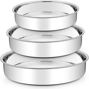 image:imageTeamFar Cake Pan Stainless Steel Round Cake Pan Baking Tier Cake Pans Set 8 amp 9 amp 11 Healthy amp Heavy Duty Mirror Finish amp Easy Clean Dishwasher Safe  3 Pieces8  95  11