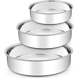 image:imageTeamFar Cake Pan Stainless Steel Round Cake Pan Baking Tier Cake Pans Set 8 amp 9 amp 11 Healthy amp Heavy Duty Mirror Finish amp Easy Clean Dishwasher Safe  3 Pieces6  8  95