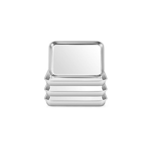 image:imageTeamFar Kids Plates 735308 Stainless Steel Plates for Kids Metal Toddler Plate Tray Set for Lunch Dinner Camping Healthy amp Non Toxic Dishwasher Safe amp Oven Safe Stackable  2 Pieces4 Count 73  53  08