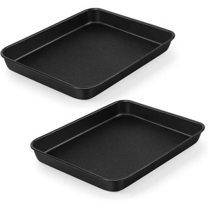 image:imageTeamFar Toaster Oven Pans 925 x 7 x 1 Inch Carbon Steel Non Stick Coated Mini Toaster Oven Tray for Baking Roasting NonToxic amp Heavy Duty Roll Edge amp Easy Clean 2 PCS2