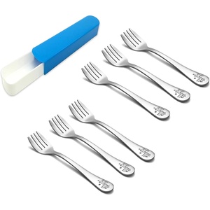 image:imageTeamFar Toddler Fork Stainless Steel Toddler Utensils Forks Set of 6 Non Toxic amp Healthy Cute Animals amp Attached Travel Case  Dishwasher Safe