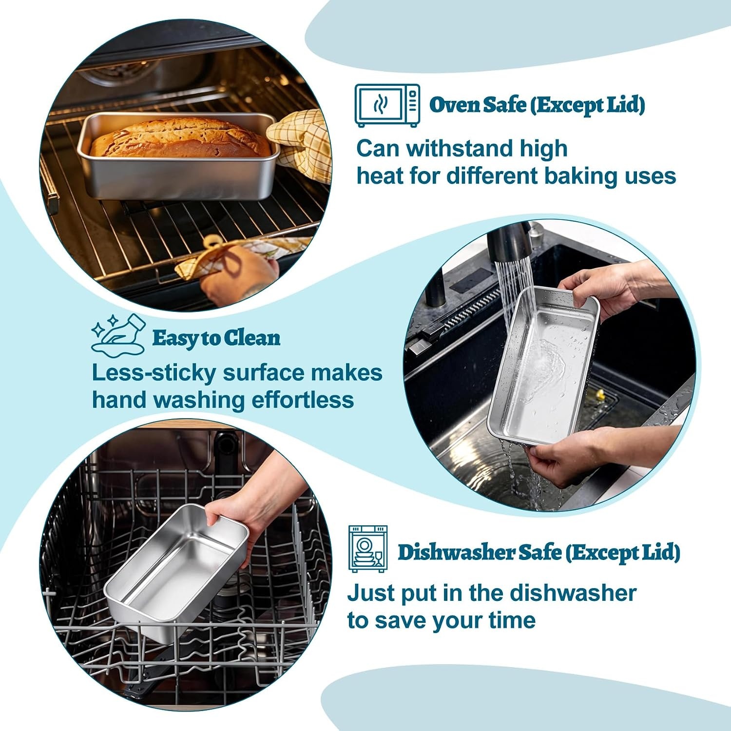 image:imageTeamFar Loaf Pans for Baking Bread 9 x 5 Inch Stainless Steel Bread Loaf Pan with Lid Meatloaf Pan Tin for Homemade Bread Brownies Meal Prep Storage Healthy amp Dishwasher Safe Set of 21