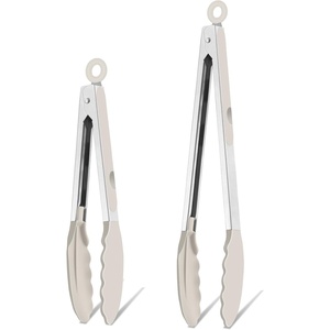 image:imageTeamFar Kitchen Tongs 9 and 12 Stainless Steel Cooking Tongs with Silicone Tips for Cooking Grilling Serving amp BBQ Heat Resistant Silicone Tongs Locking Design amp Dishwasher Safe Set of 2 amp BlackKhaki