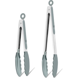 image:imageTeamFar Kitchen Tongs 9 and 12 Stainless Steel Cooking Tongs with Silicone Tips for Cooking Grilling Serving amp BBQ Heat Resistant Silicone Tongs Locking Design amp Dishwasher Safe Set of 2 amp BlackGray